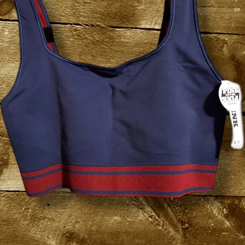 NWT PINK Victoria’s Secret Flip It Reversible Seamless Sports Bra Blue sz M - Picture 3 of 11